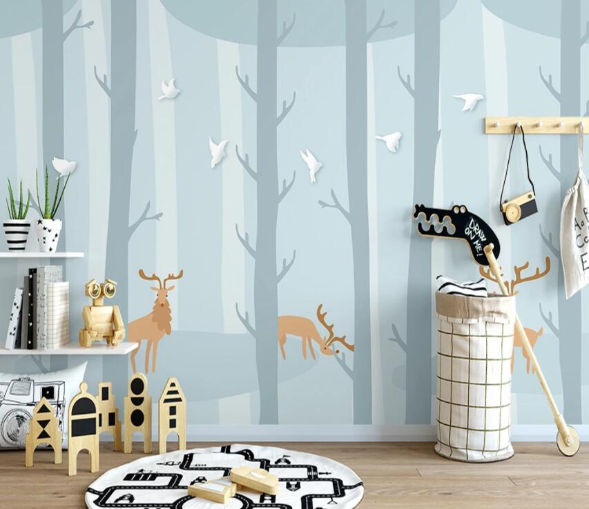 3D Deer Forest 842 Wall Murals Wallpaper AJ Wallpaper 2