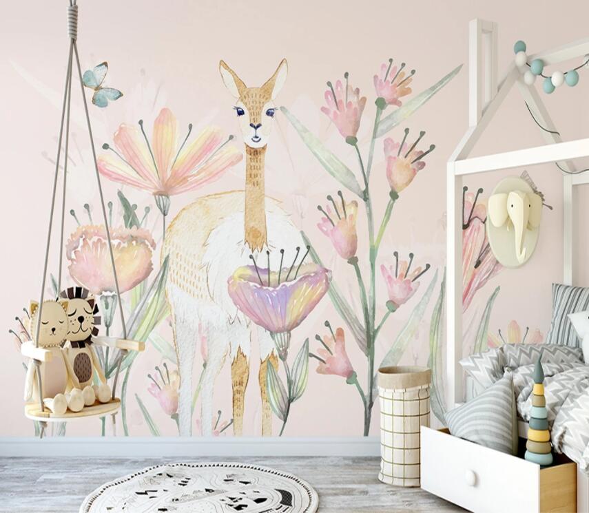 3D Fawn Flower 838 Wall Murals Wallpaper AJ Wallpaper 2