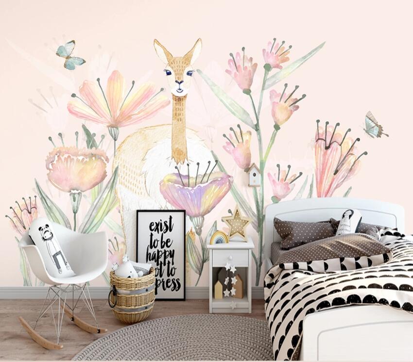 3D Fawn Flower 838 Wall Murals Wallpaper AJ Wallpaper 2