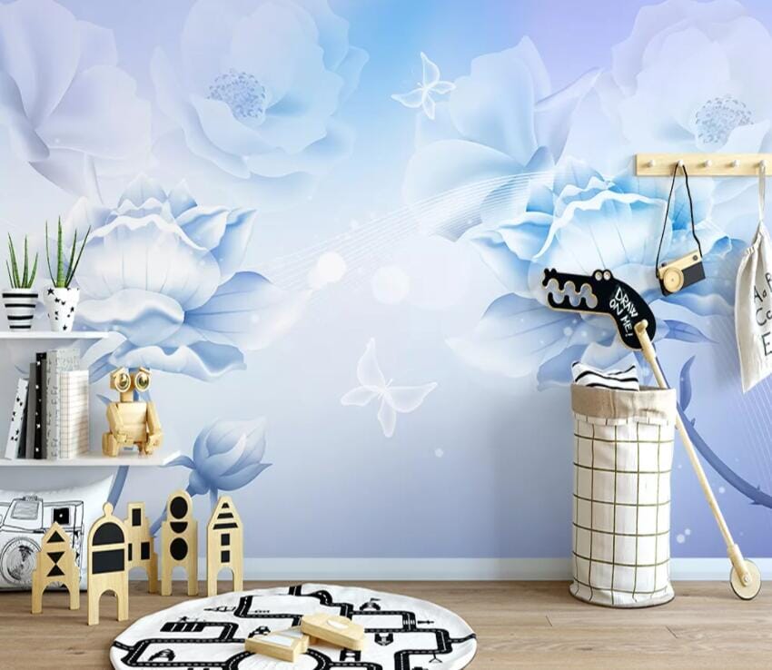 3D Blue Flowers 2126 Wall Murals Wallpaper AJ Wallpaper 2