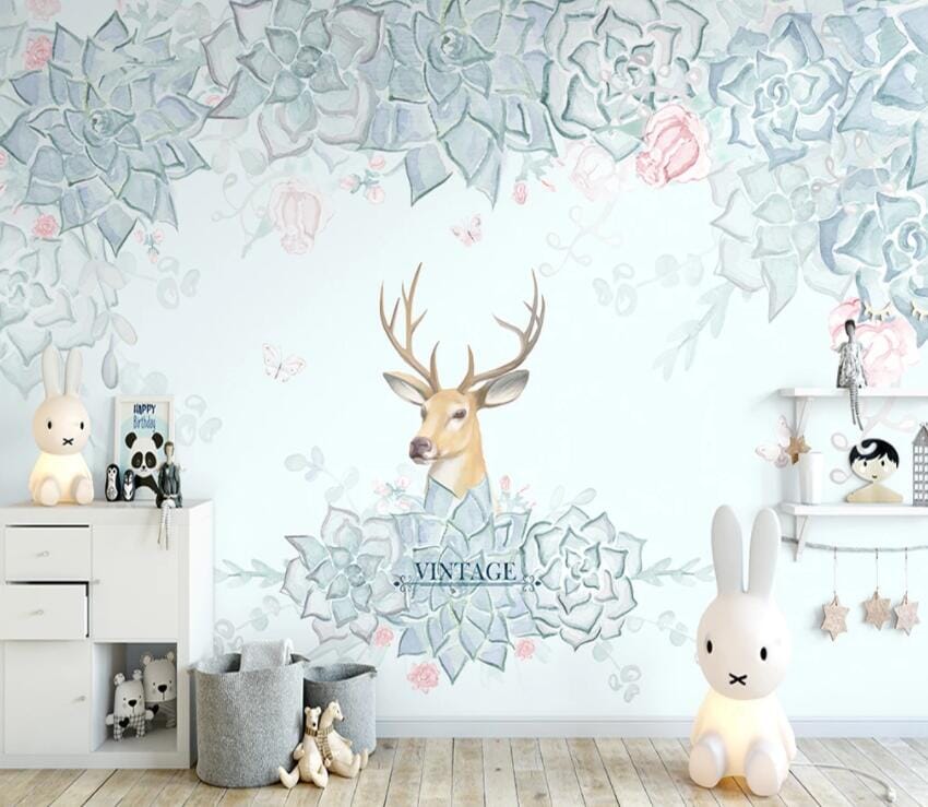 3D Leaves Deer 2125 Wall Murals Wallpaper AJ Wallpaper 2