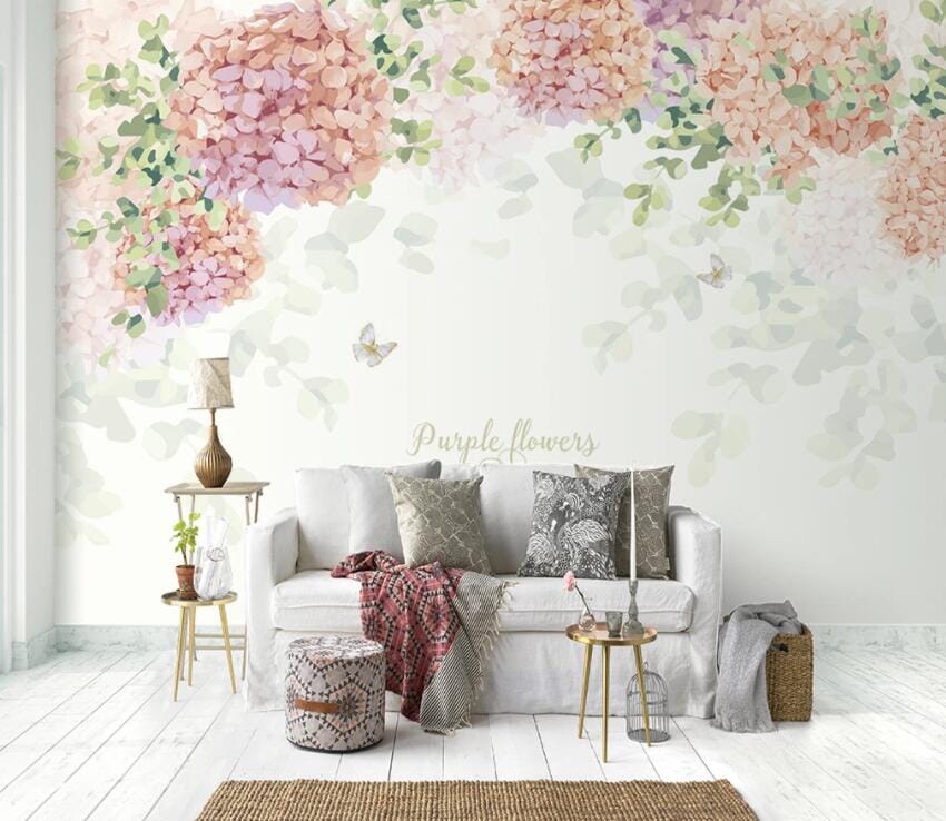 3D Hydrangea 2022 Wall Murals Wallpaper AJ Wallpaper 2