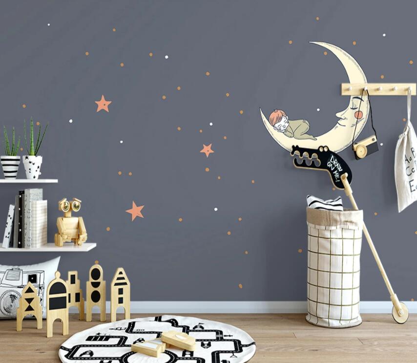 3D Star Moon 816 Wall Murals Wallpaper AJ Wallpaper 2