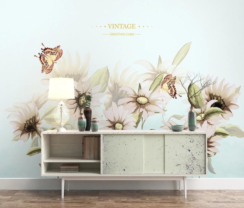 3D Flower Butterfly 810 Wall Murals Wallpaper AJ Wallpaper 2