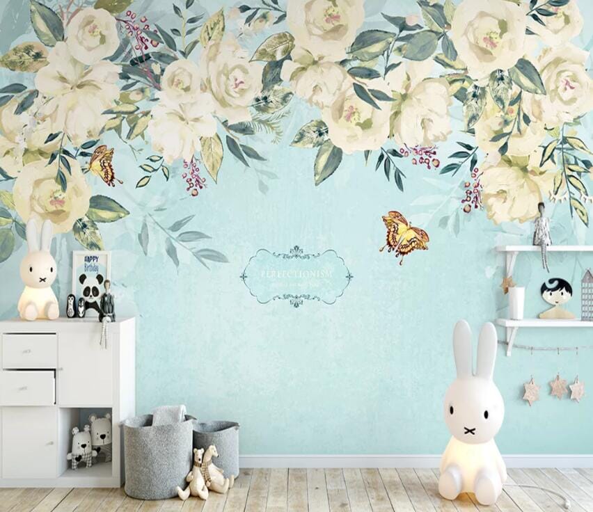 3D Flower Butterfly 2198 Wall Murals Wallpaper AJ Wallpaper 2