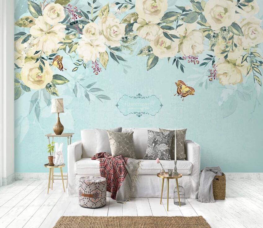 3D Flower Butterfly 2198 Wall Murals Wallpaper AJ Wallpaper 2
