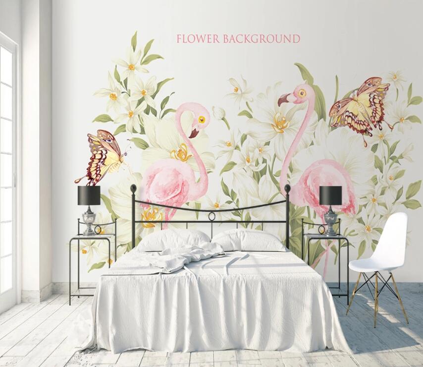 3D Pink Flamingo 804 Wall Murals Wallpaper AJ Wallpaper 2
