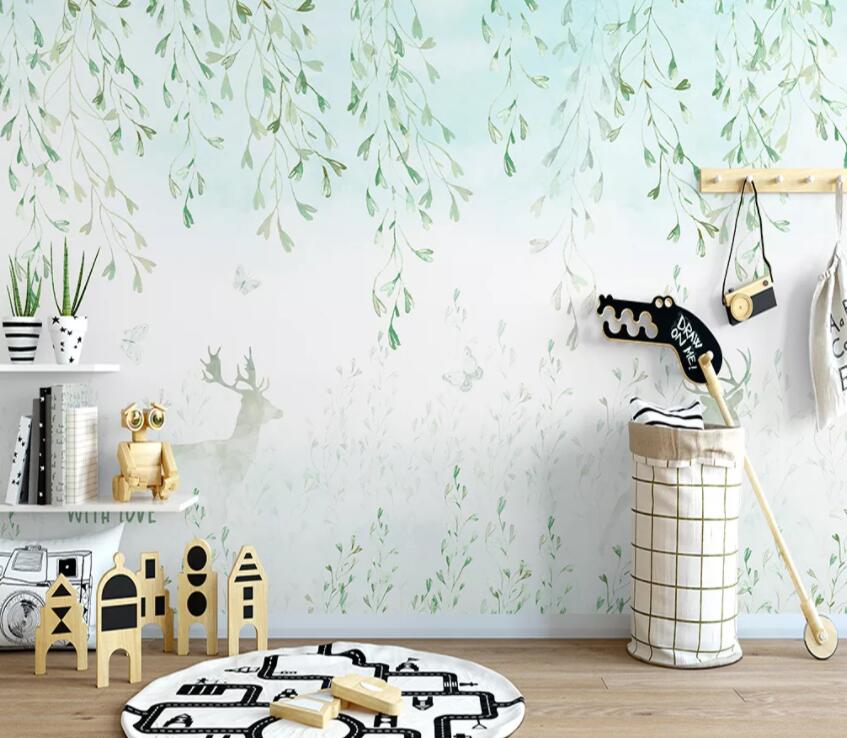 3D Green Leaf 786 Wall Murals Wallpaper AJ Wallpaper 2