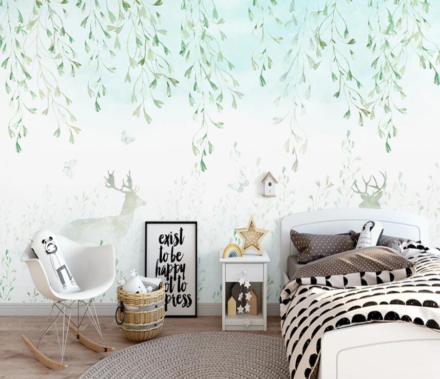3D Green Leaf 786 Wall Murals Wallpaper AJ Wallpaper 2
