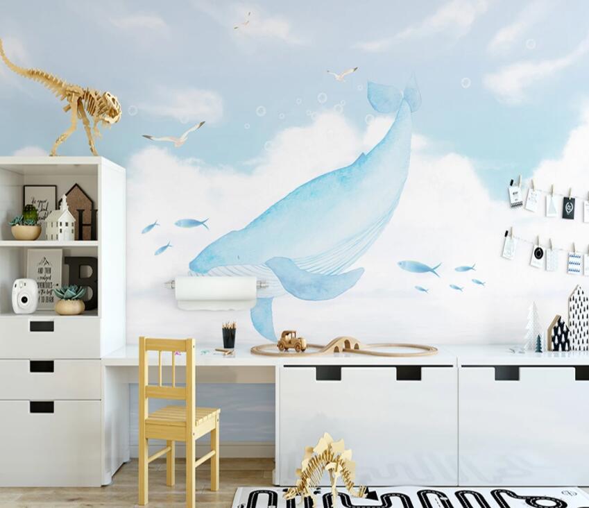 3D Blue Whale 761 Wall Murals Wallpaper AJ Wallpaper 2