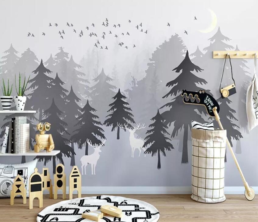 3D Foggy Forest 2158 Wall Murals Wallpaper AJ Wallpaper 2