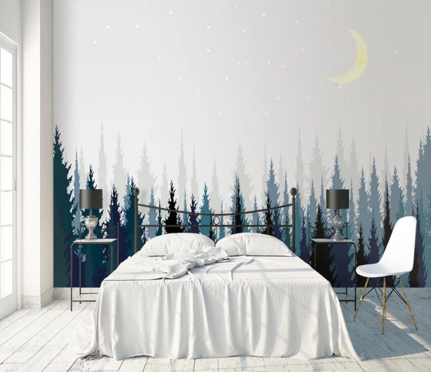 3D Forest Moon 745 Wall Murals Wallpaper AJ Wallpaper 2