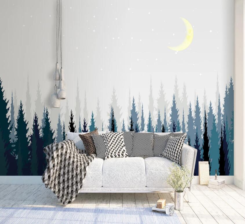 3D Forest Moon 745 Wall Murals Wallpaper AJ Wallpaper 2
