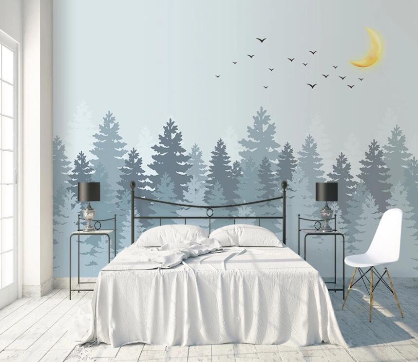 3D Forest Moon 744 Wall Murals Wallpaper AJ Wallpaper 2