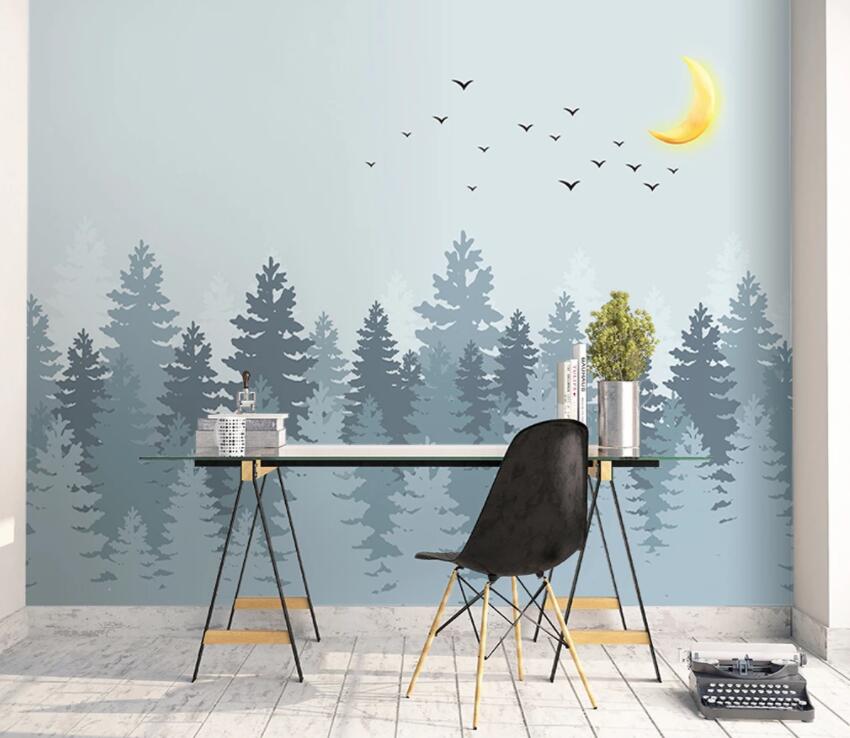 3D Forest Moon 744 Wall Murals Wallpaper AJ Wallpaper 2