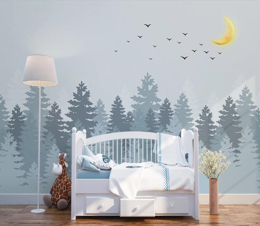 3D Forest Moon 744 Wall Murals Wallpaper AJ Wallpaper 2