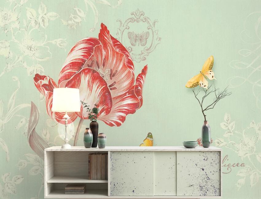 3D Red Flower 726 Wall Murals Wallpaper AJ Wallpaper 2