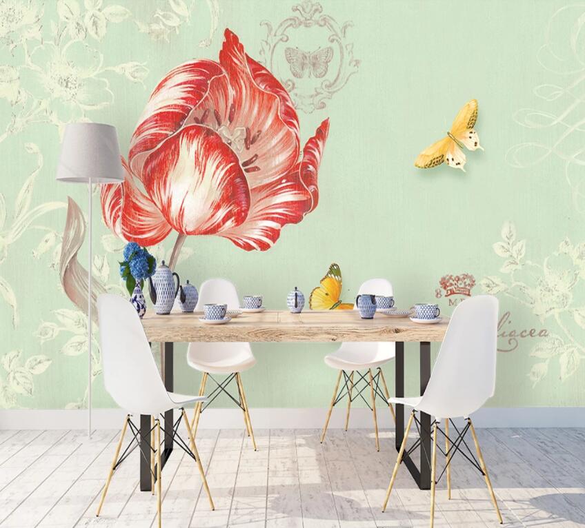 3D Red Flower 726 Wall Murals Wallpaper AJ Wallpaper 2