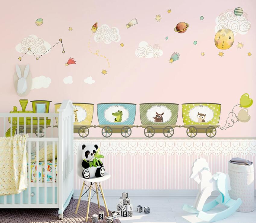 3D Pink Train 713 Wall Murals Wallpaper AJ Wallpaper 2