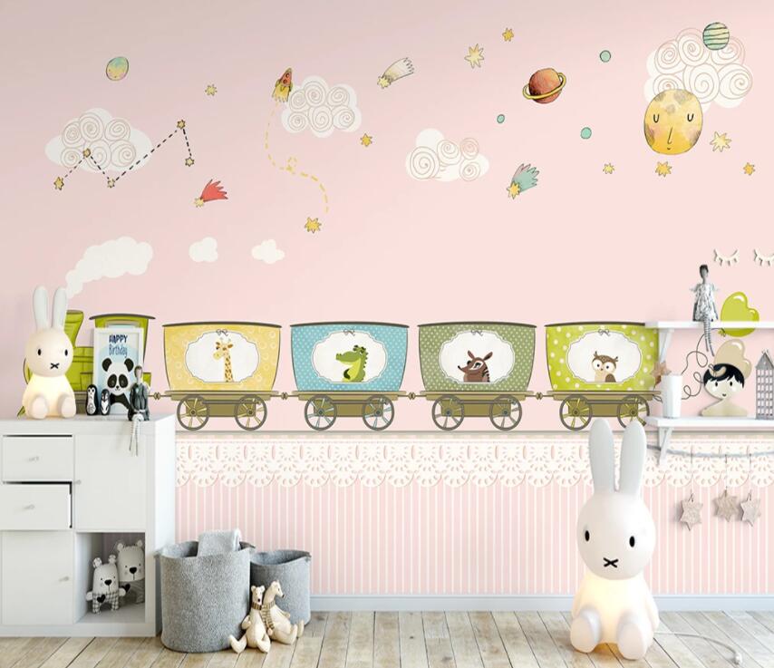 3D Pink Train 713 Wall Murals Wallpaper AJ Wallpaper 2