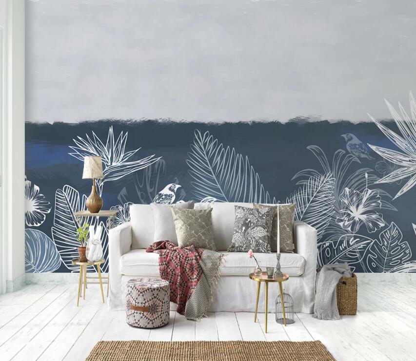 3D White Leaves 704 Wall Murals Wallpaper AJ Wallpaper 2