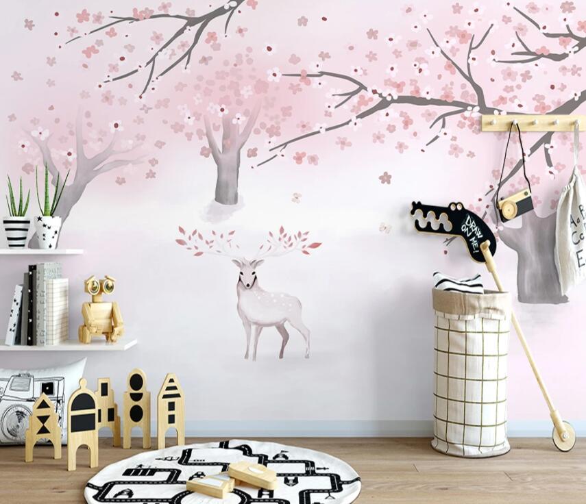 3D Pink Forest 700 Wall Murals Wallpaper AJ Wallpaper 2