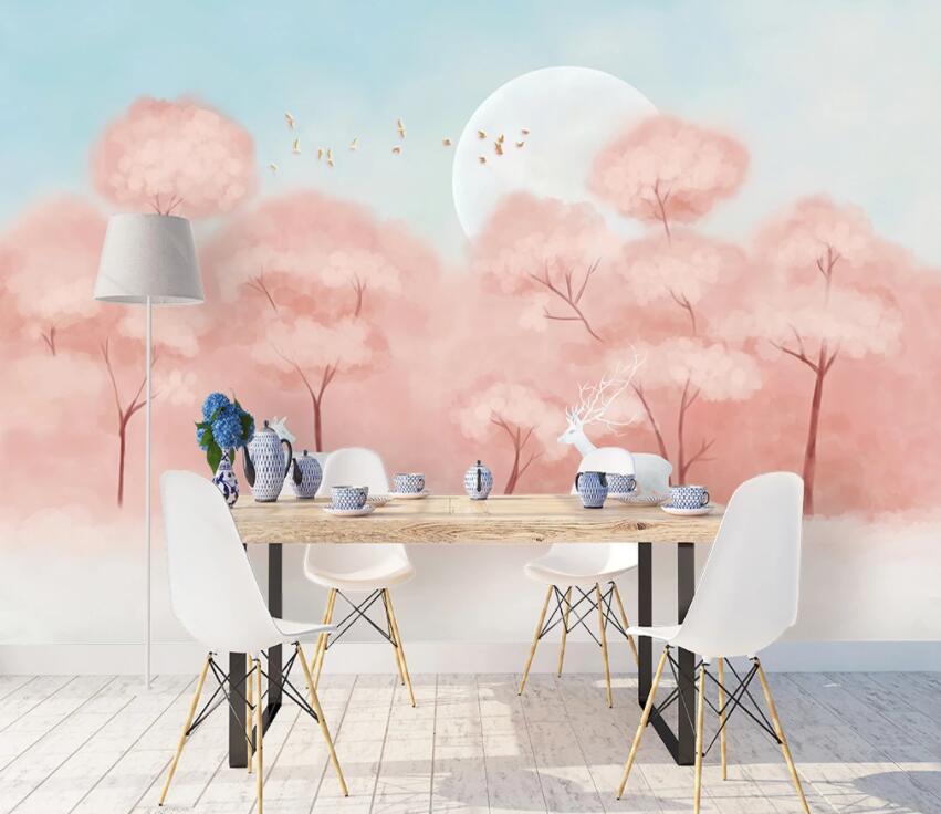 3D Pink Forest 699 Wall Murals Wallpaper AJ Wallpaper 2