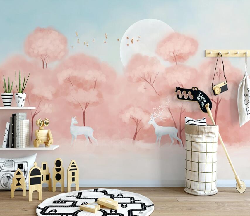 3D Pink Forest 699 Wall Murals Wallpaper AJ Wallpaper 2