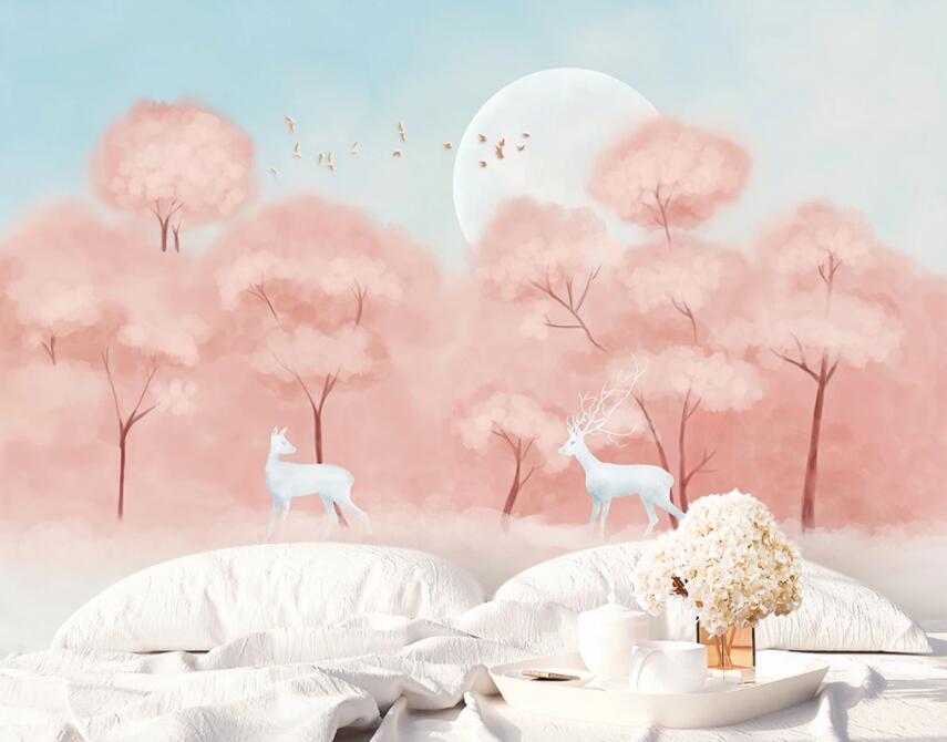 3D Pink Forest 699 Wall Murals Wallpaper AJ Wallpaper 2