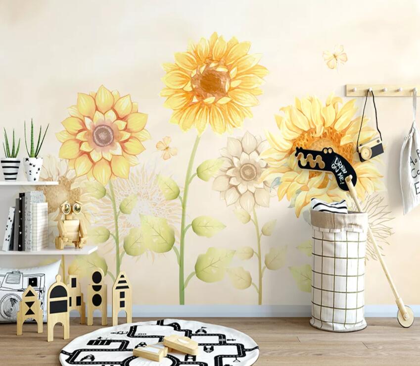 3D Sunflower 696 Wall Murals Wallpaper AJ Wallpaper 2