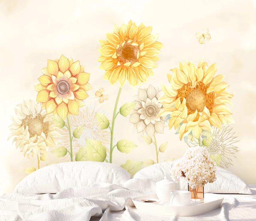 3D Sunflower 696 Wall Murals Wallpaper AJ Wallpaper 2