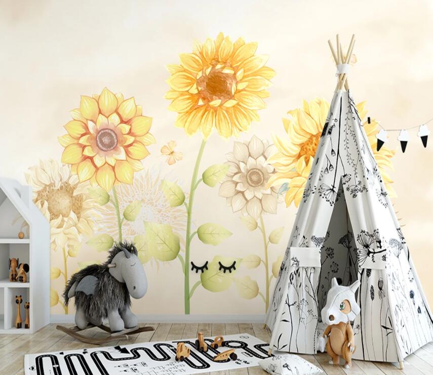 3D Sunflower 696 Wall Murals Wallpaper AJ Wallpaper 2