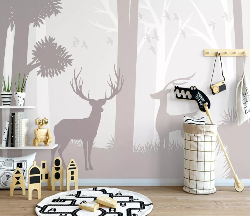 3D Deer Forest 688 Wall Murals Wallpaper AJ Wallpaper 2