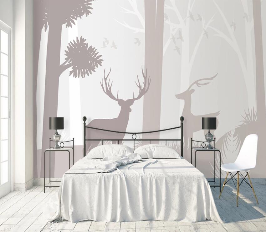 3D Deer Forest 688 Wall Murals Wallpaper AJ Wallpaper 2