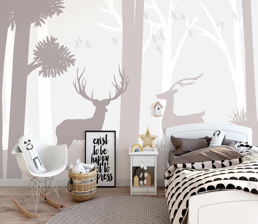 3D Deer Forest 688 Wall Murals Wallpaper AJ Wallpaper 2