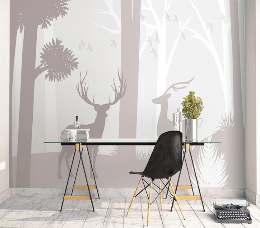3D Deer Forest 688 Wall Murals Wallpaper AJ Wallpaper 2