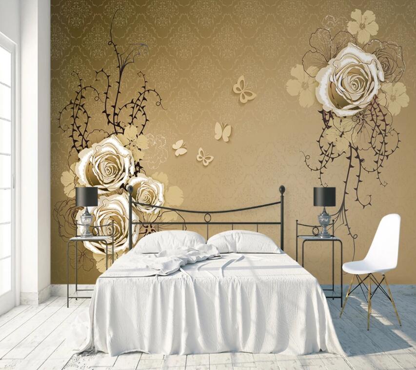3D Flower Butterfly 681 Wall Murals Wallpaper AJ Wallpaper 2