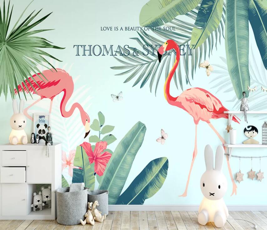 3D Pink Flamingo 680 Wall Murals Wallpaper AJ Wallpaper 2