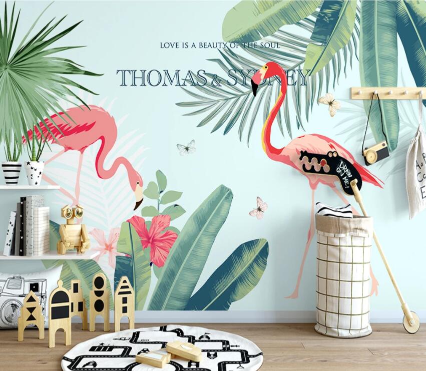 3D Pink Flamingo 680 Wall Murals Wallpaper AJ Wallpaper 2