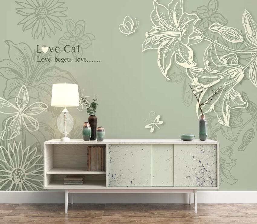 3D Flower Stripe 673 Wall Murals Wallpaper AJ Wallpaper 2