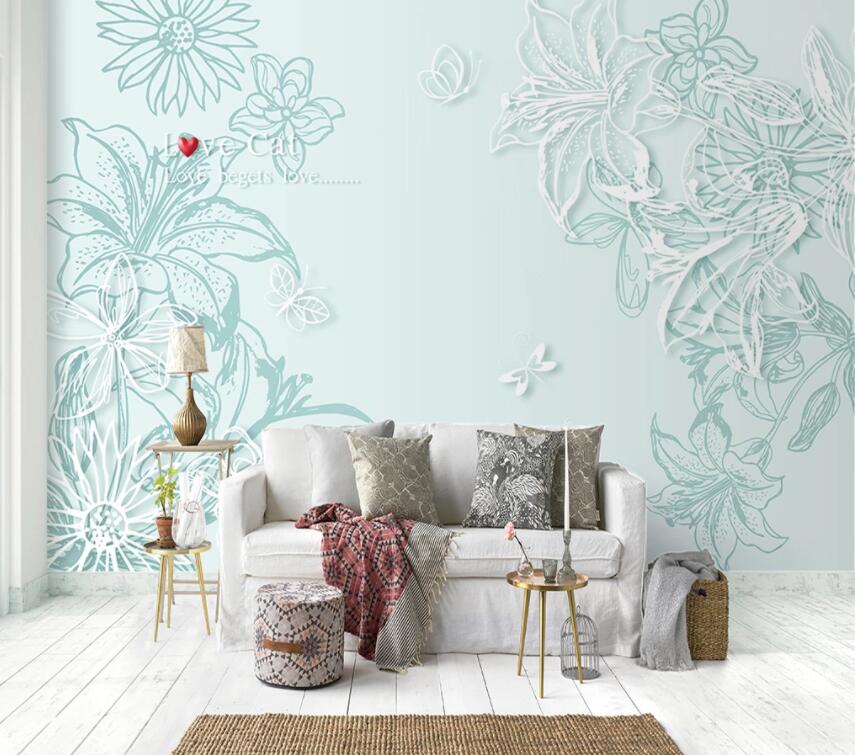 3D Flower Stripe 673 Wall Murals Wallpaper AJ Wallpaper 2