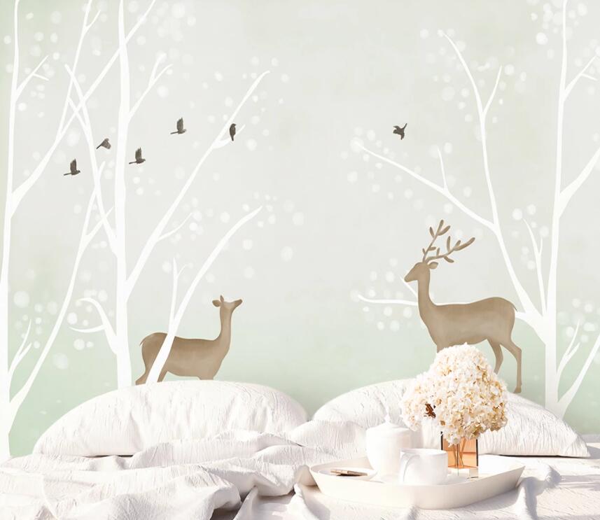 3D Deer Forest 672 Wall Murals Wallpaper AJ Wallpaper 2