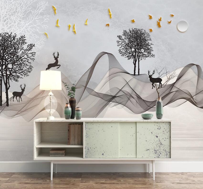 3D Deer Forest 662 Wall Murals Wallpaper AJ Wallpaper 2