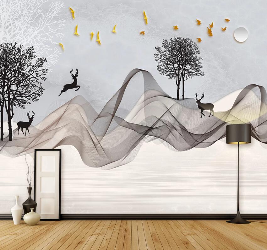 3D Deer Forest 662 Wall Murals Wallpaper AJ Wallpaper 2