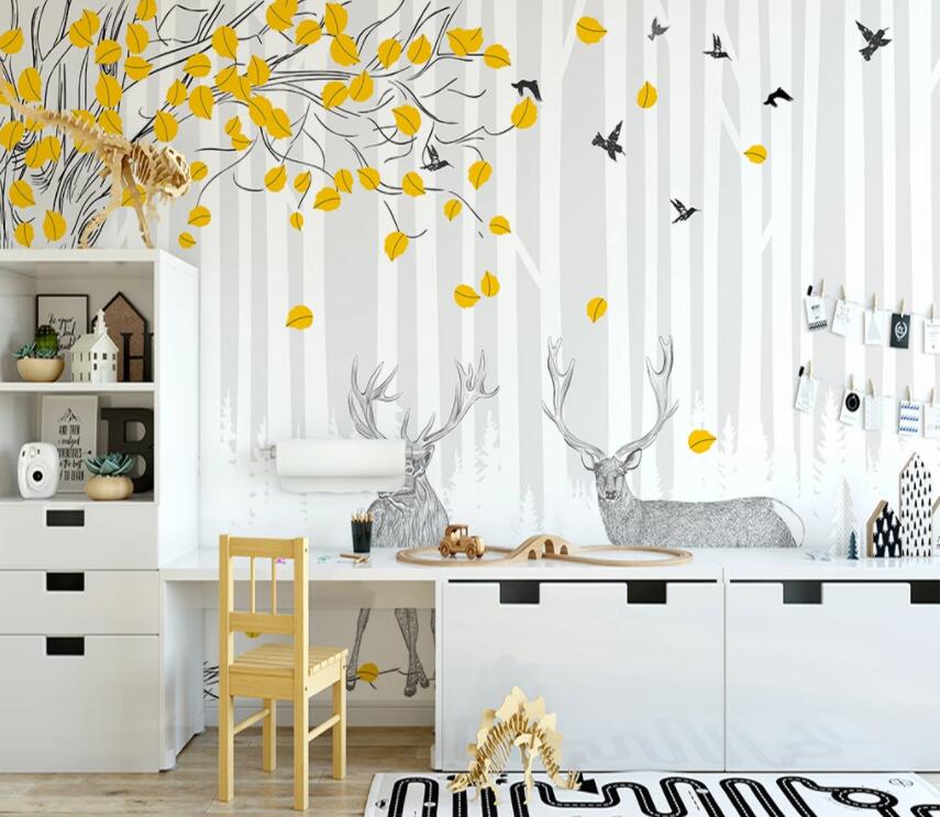 3D Deer Forest 660 Wall Murals Wallpaper AJ Wallpaper 2