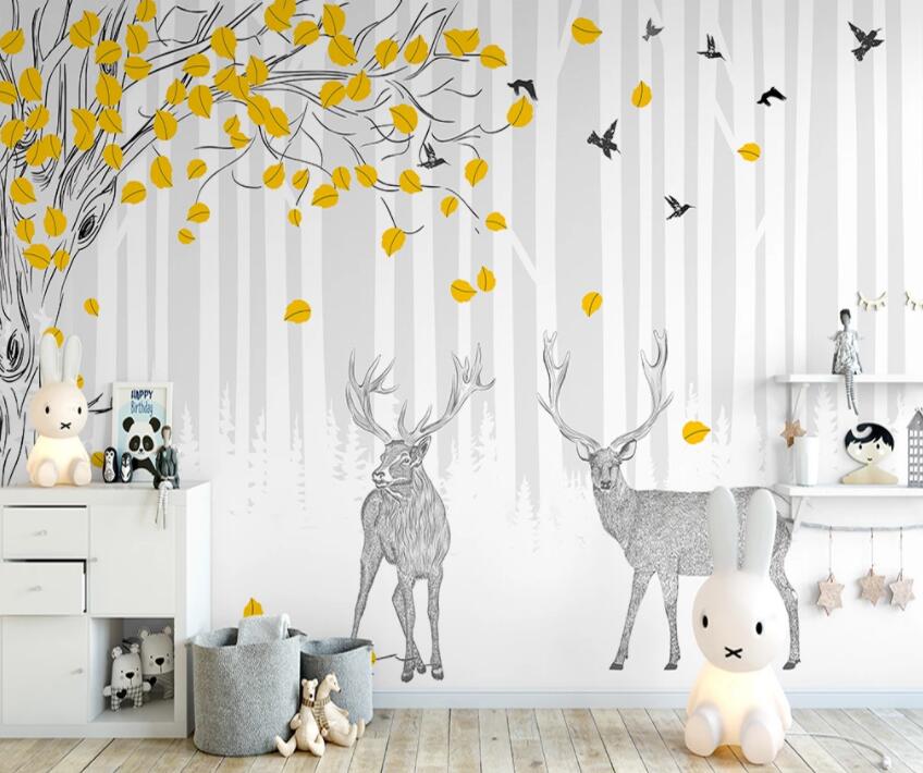 3D Deer Forest 660 Wall Murals Wallpaper AJ Wallpaper 2