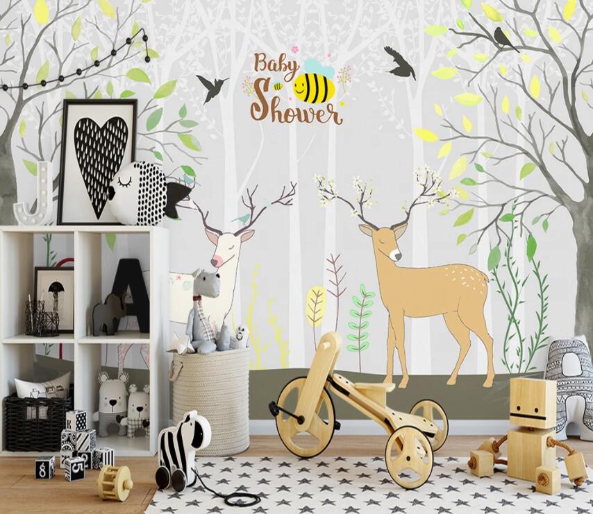 3D Deer Forest 658 Wall Murals Wallpaper AJ Wallpaper 2