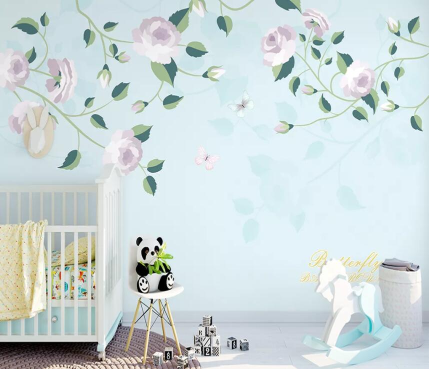 3D Flower Green Leaf 656 Wall Murals Wallpaper AJ Wallpaper 2
