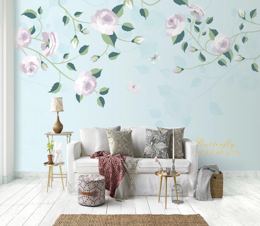 3D Flower Green Leaf 656 Wall Murals Wallpaper AJ Wallpaper 2
