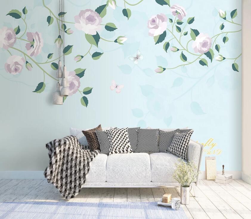 3D Flower Green Leaf 656 Wall Murals Wallpaper AJ Wallpaper 2